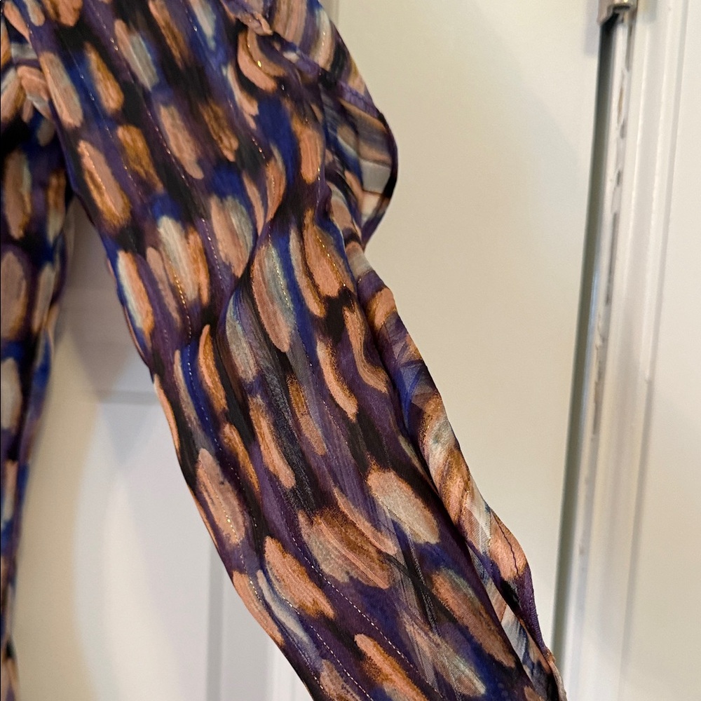 Lost + Wander Multicolor Brushstroke Ruffle Tie-N… - image 5